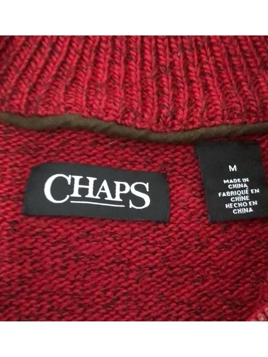 Chaps Men's Zip-Up Sweater in Rich Red Size medium - Picture 3 of 6